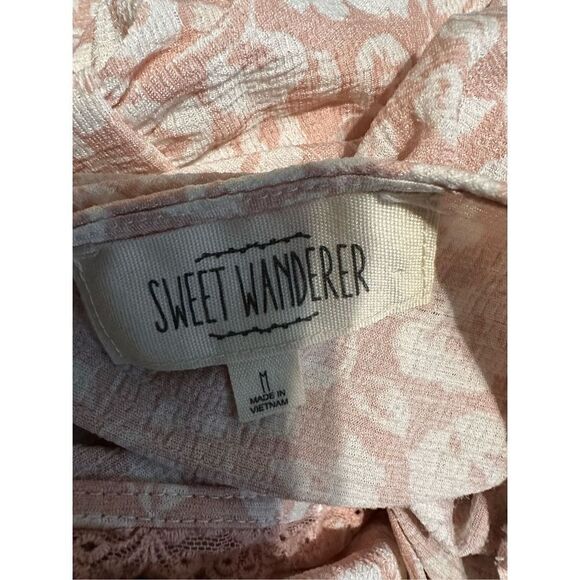 VERY NICE SWEET WANDERER Cream AND PINK dress with floral pattern size medium go - Picture 4 of 4